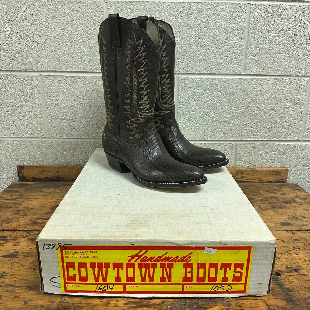 New Cowtown Boots Handmade Western Boots Mens Size 10.5D Brown Leather‎